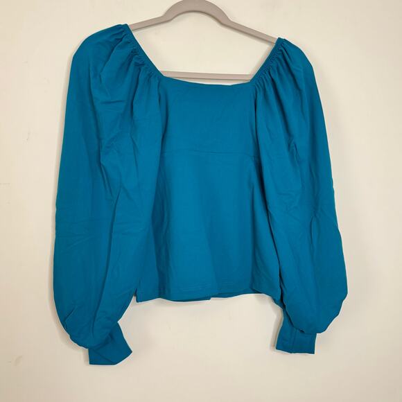 Susana Monaco Square Neck Gathered Sleeve Top in Sea Green NWT Size Medium - Picture 5 of 10